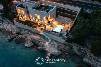 Aerial night view of Villa Antoan