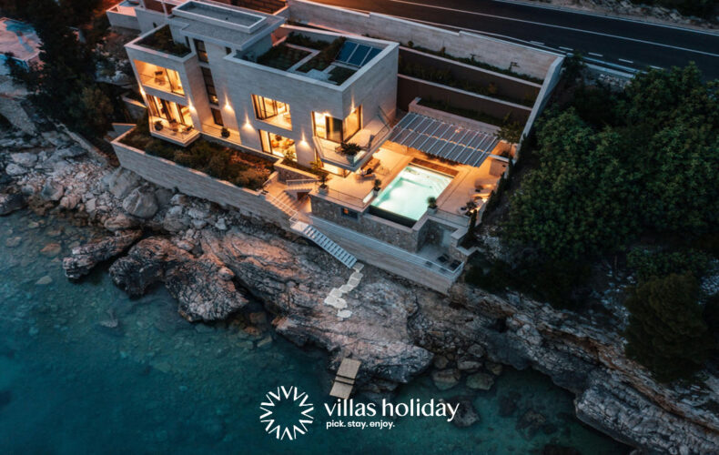 Aerial night view of Villa Antoan