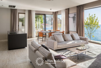 Kitchen and living room area of Villa Antoan