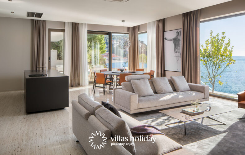 Kitchen and living room area of Villa Antoan