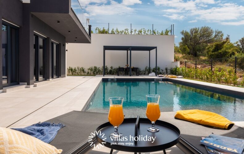 Modern villa with heated pool, sauna, jacuzzi and gym on the island of Pag