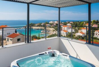 Modern villa with heated pool, sauna, jacuzzi and gym on the island of Pag